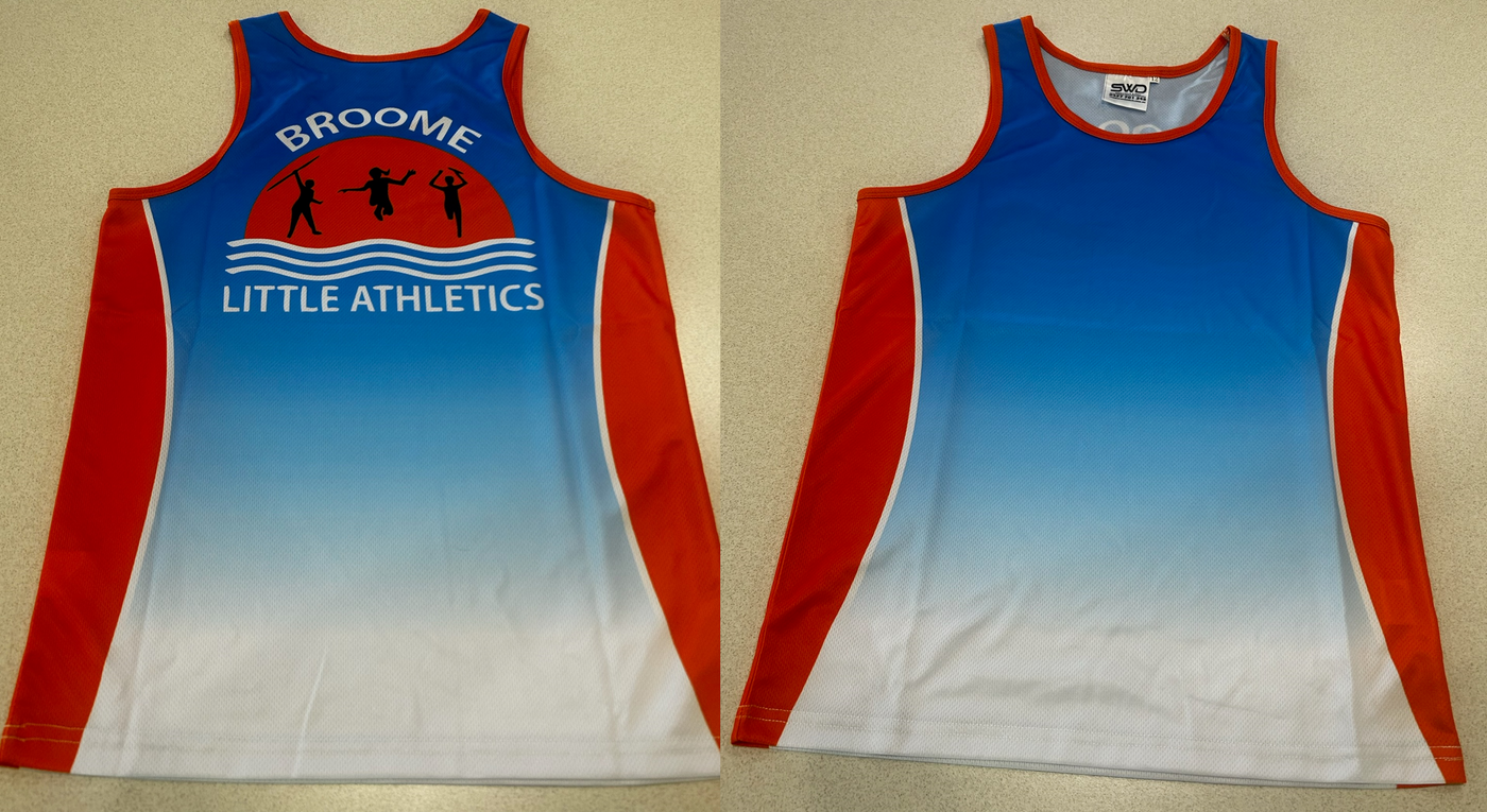 BROOME LITTLE ATHLETICS - CLUB SINGLET (RUN OUT STOCK - LIMITED TIME OFFER)