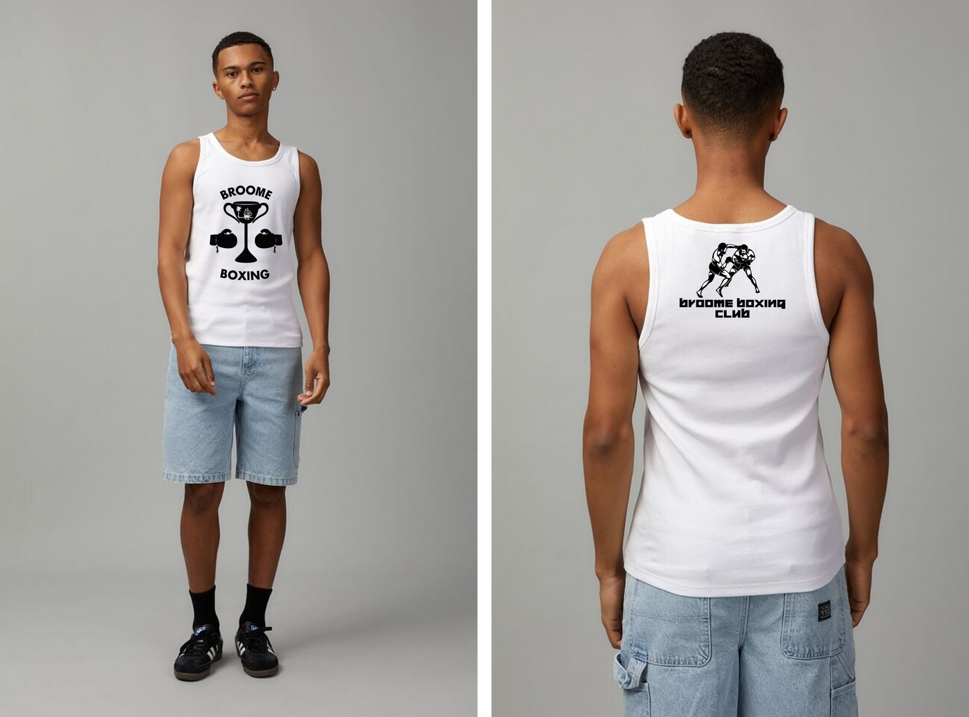 BROOME BOXING CLUB RETRO SINGLET 2024  - KIDS WHITE