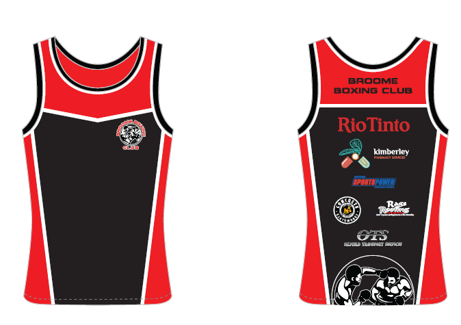 BROOME BOXING CLUB TRAINING SINGLET 2025 UNISEX  ** PRE ORDERS CLOSE  21st June 2025